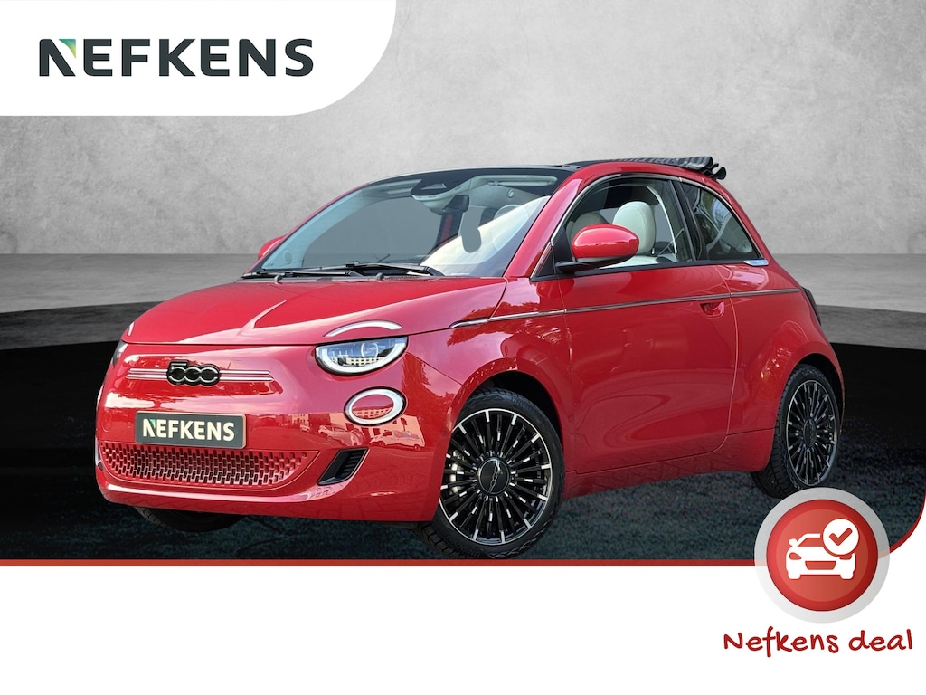 Fiat 500C La Prima 42 kWh Cabrio | Navigatie | Leer | Stoelverwarming | Achteruitrijcamera | 17'' LM velgen