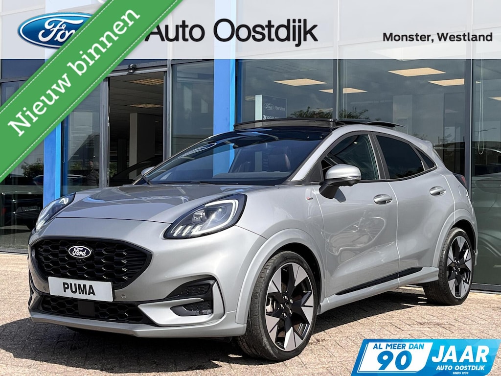 Ford Puma 1.0 EcoBoost Hybrid ST-Line X 155PK Automaat Afn. Trekhaak Panodak Winterpack Adaptieve Cruise 19" Velgen Camera B&O Keyless Matrix-LED Climate Privacy Glass *Full-Options*