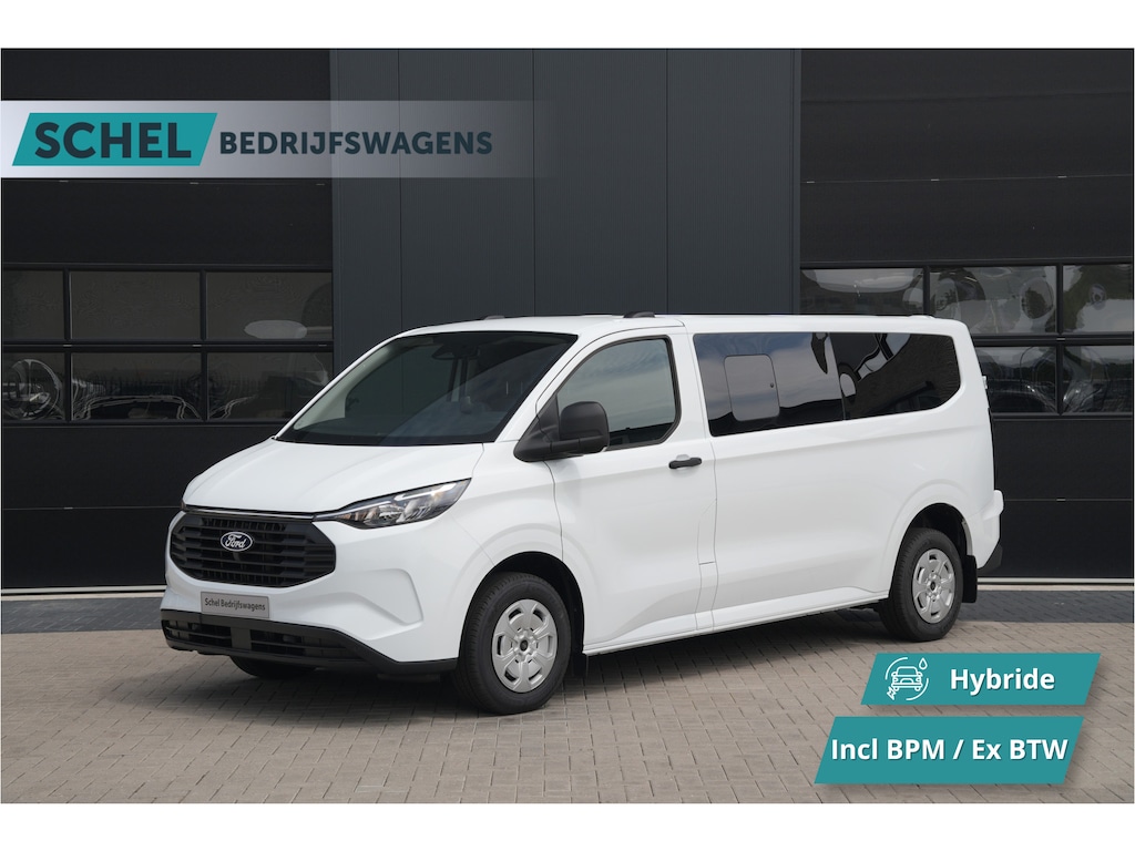 Ford Transit Custom 340 2.5 PHEV L2H1 Kombi Trend 9 zits - Carplay - Camera - Navigatie - Airco achterin - Verwarmd stuurwiel - Rijklaar