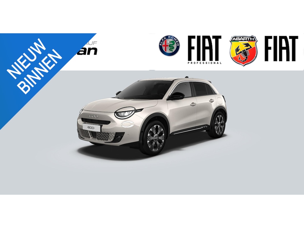Fiat 600 1.2 Hybrid La Prima | 8 Jaar garantie | Beige | Full option | Camera | Massagestoel | Adaptive cruise | LED