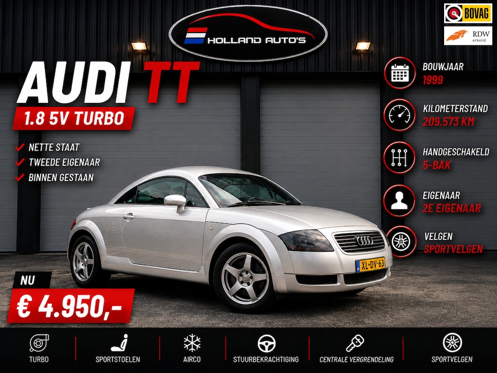 Audi TT 1.8 5V Turbo, nette staat, tweede eigenaar, binnen gestaan de agelopen 21 jaar