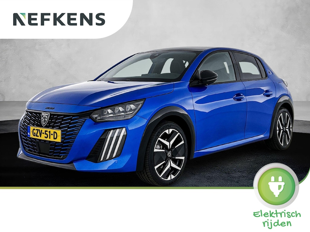 Peugeot e-208 EV GT 51 kWh 156pk | Accu 96% | 410km WLTP Actieradius | Navigatie | Panoramadak | Achteruitrijcamera | Adaptieve cruise control | Leder/Alcantara | Stoel elektrisch+verwarmd+massage | Full Led koplampen | Parkeersensoren v+a | Keyless | Warmtepomp | Draadloze telefoonlader | Donker getint glas | 17" lichtmetalen velgen |