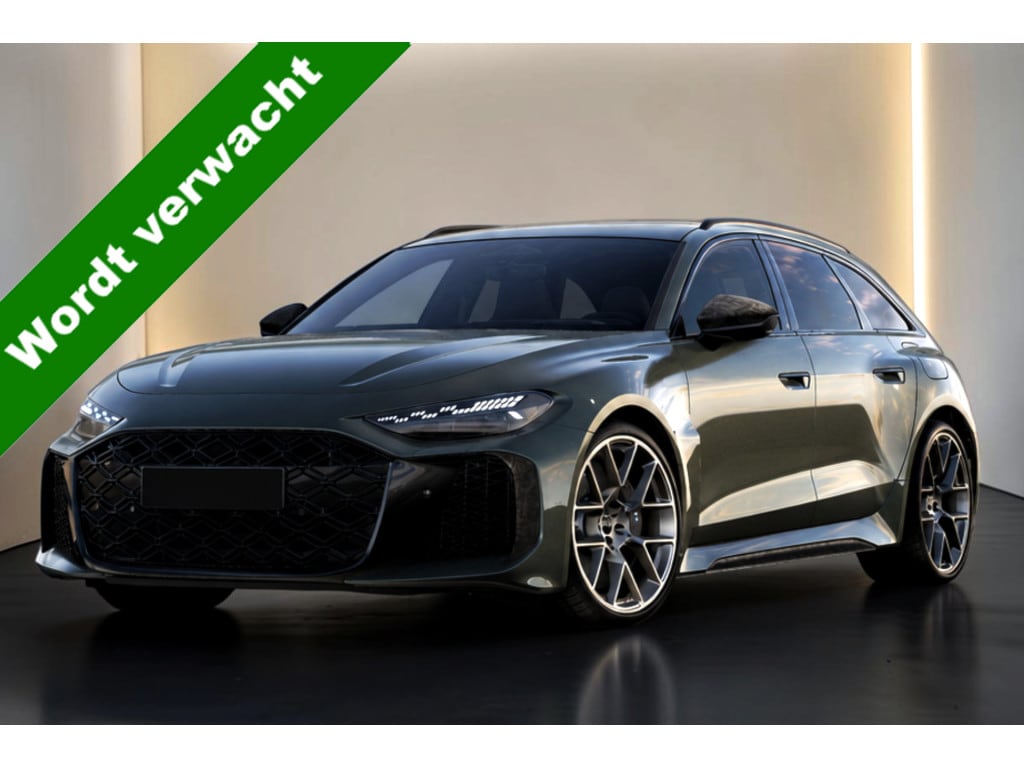 Audi RS5 Avant e-hybrid 470kW/640pk Aut8 Quattro Tech Pro SPORTPAKKET 285KM/H + PANORAMADAK + CARBON IN-/EXTERIEUR + B&O PREMIUM 3D + SPORTUITLAAT + HEAD-UP + STOELVENTILATIE&-MASSAGE + 360 CAMERA + STOELVERWARMING V&A + NEODYMIUMGOUD 21" LM-VELGEN