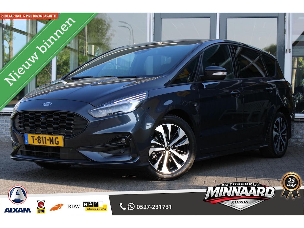 Ford S-Max 2.5i HEV 7P|ST-Line|Hybride|BTW auto|Dealer onderh|Stuur/stoel verw|Carplay|Trekhaak|Navi|Clima|Pano|