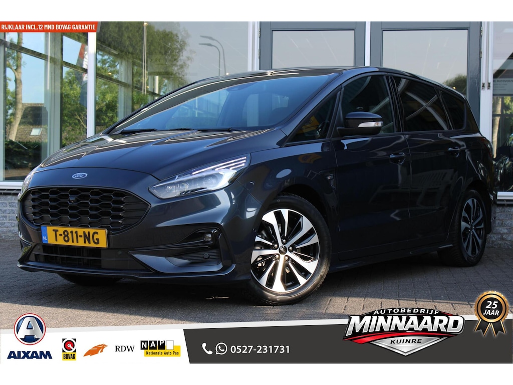 Ford S-Max 2.5i HEV 7P|ST-Line|Hybride|BTW auto|Dealer onderh|Stuur/stoel verw|Carplay|Trekhaak|Navi|Clima|Pano|