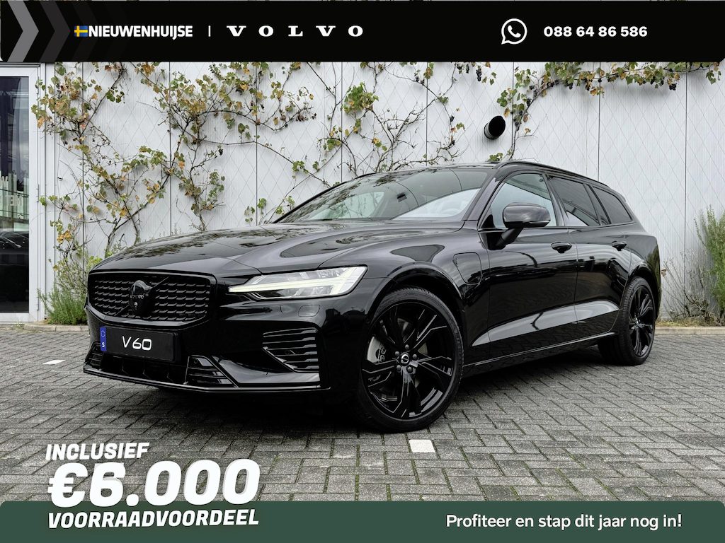 Volvo V60 2.0 T6 Plug-in hybrid AWD Ultra Dark | Black Edition | Adaptive Cruise Control | Head Up Display | 360 Camera | Schuif -/ Kanteldak | 19 Inch | Sportstoelen | Harman Kardon Audio | Memory | Adaptieve Koplampen |