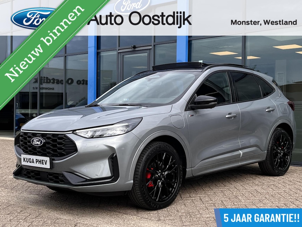 Ford Kuga 2.5 PHEV ST-Line X 243PK Black Pack €9.500,- Voorraadvoordeel! Elek. Trekhaak Panodak AGR Stoelen Adaptieve Cruise 2100KG Trekgewicht Winterpack Camera Blind-Spot Navi Climate B&O *Blue Cruise Optioneel*