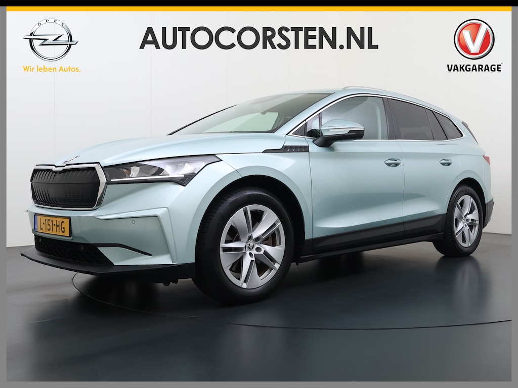 Skoda Enyaq iV 80 204PK Leder Trekhaak Adap.Cruise Stoel+Stuurverwarming Camera 3-Zone Ecc Elek.Achterklep Keyless Apple Carplay Android Auto Navi Comfort plus-pakket  Assistentie Pakket Climate-pakket P-Assist Lmv Led Isofix Privacy Glas 1.000KG Trekgewicht 1e Eigenaar Origineel Nederlandse Auto