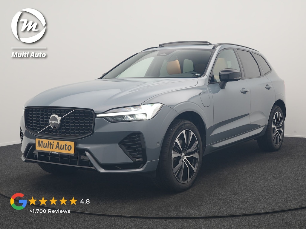 Volvo XC60 T6 AWD Plus Dark LONG RANGE PHEV 350pk Dealer O.H. | Trekhaak Af Fabriek | Panodak | Adaptive Cruise | 360 Camera | Nappa Lederen Sportstoelen Memory & Ventilatie | Blis | Keyless | Stoelen & Stuur Verwarmd | Google Assistent | Apple Carplay Plug In Hybrid |