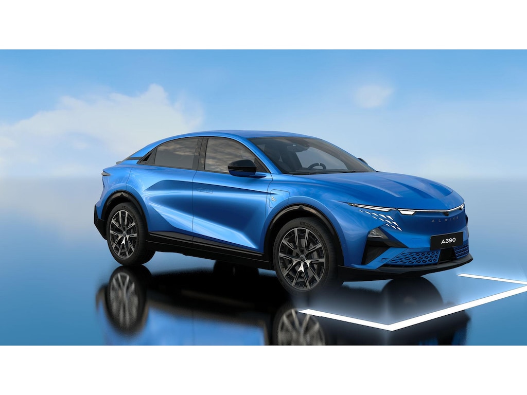 Alpine A390 GT 89kWh Bleu Alpine Vision | Alpine sportstoelen met geperforeerd Alcantara® elektrisch,verwarmd en massage-functie﻿ |20'' lichtmetalen wielen CRISTAL diamantées Noir brillant﻿ | 3D around view camera﻿ | Warmtepomp