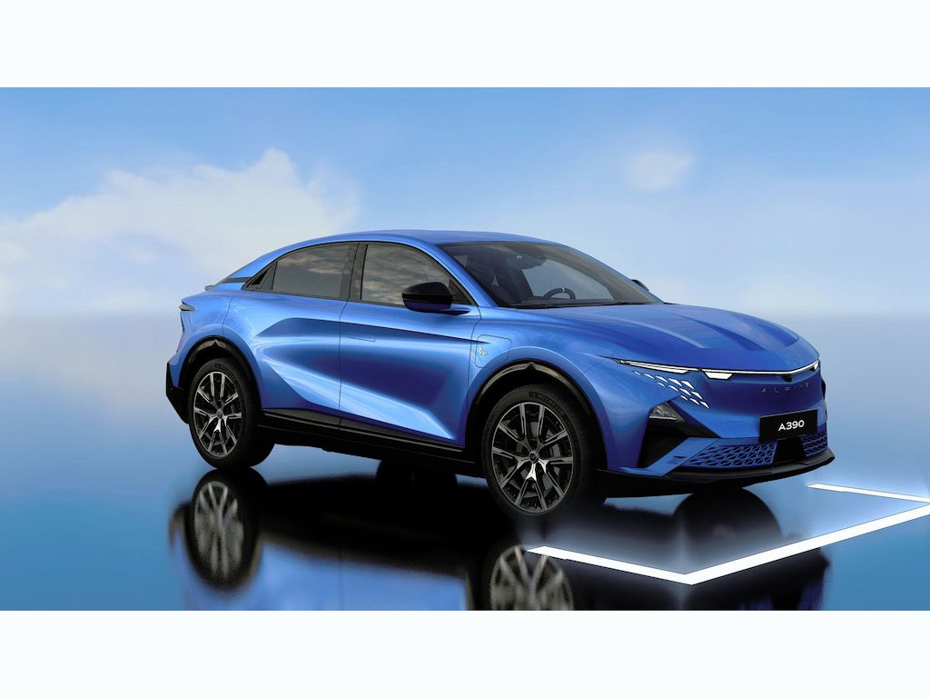 Alpine A390 GT 89kWh Bleu Alpine Vision | Alpine sportstoelen met geperforeerd Alcantara® elektrisch,verwarmd en massage-functie﻿ |20'' lichtmetalen wielen CRISTAL diamantées Noir brillant﻿ | 3D around view camera﻿ | Warmtepomp