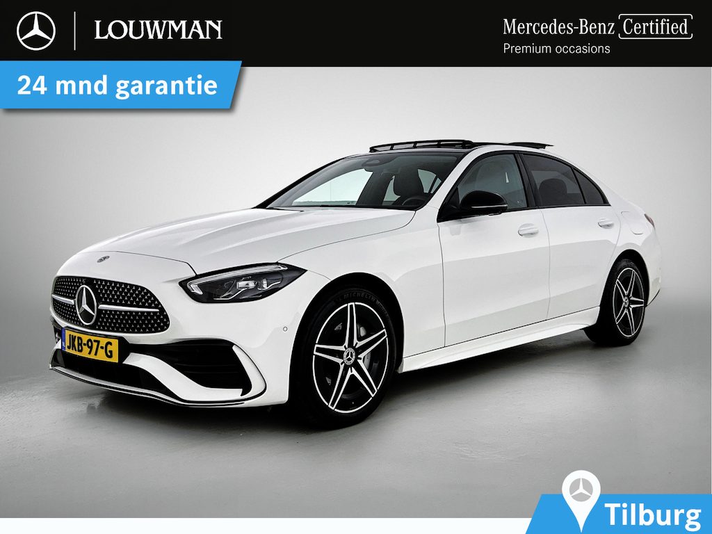 Mercedes-Benz C-klasse 300 e Business Solution AMG AMG Line | Night Pakket | Panorama Schuif-Kanteldak | Parkeerpakket met 360°-camera | Alarm | Sfeerverlichting. Inclusief 24 maanden MB Certified garantie voor Europa.