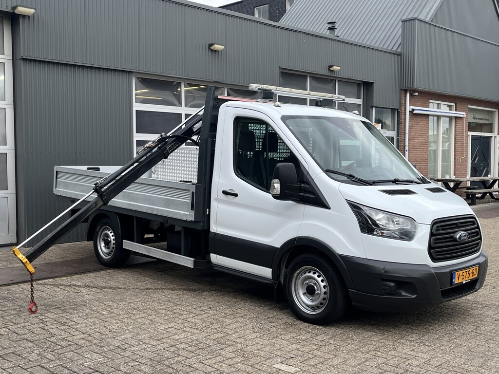 Ford Transit 310 2.0 TDCI Hiab Laadkraan Euro 6 Bpm vrij Airco Ex overheid Trekhaak 2750kg Open laadbak Bakwagen Pick-up p-up 1e eigenaar
