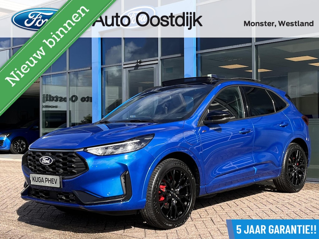 Ford Kuga 2.5 PHEV ST-Line X 243PK Black Pack €9.500,- Voorraadvoordeel! Elek. Trekhaak Panodak AGR Stoelen Adaptieve Cruise 2100KG Trekgewicht Winterpack Camera Blind-Spot Navi Climate B&O *Compleet*