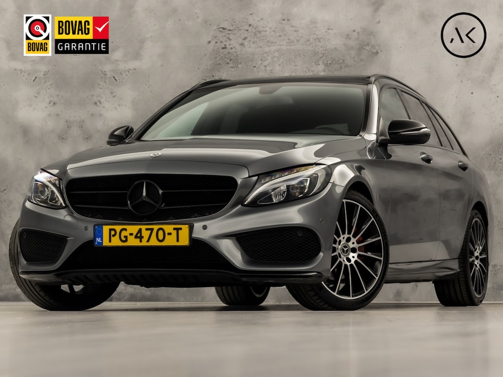 Mercedes-Benz C-klasse 180 AMG Sport 156Pk Automaat (PANORAMADAK, NAVIGATIE, LEDER, ELEK SPORTSTOELEN, STOELVERWARMING, ELEK ACHTERKLEP, GETINT GLAS, ZWART HEMEL, NIEUWSTAAT)