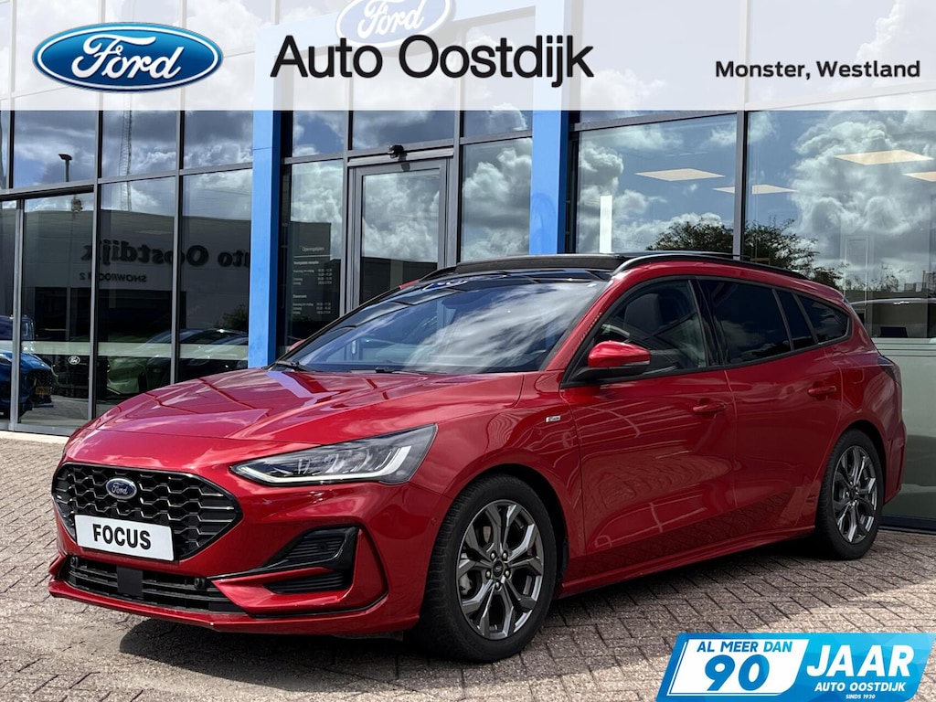 Ford Focus Wagon 1.0 EcoBoost Hybrid ST Line X 155PK Automaat Afn. Trekhaak Panodak Winterpack Adaptieve Cruise Camera B&O Navi Carplay Parkeersensoren Full-LED *Compleet*