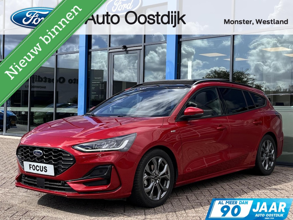 Ford Focus Wagon 1.0 EcoBoost Hybrid ST Line X 155PK Automaat Afn. Trekhaak Panodak Winterpack Adaptieve Cruise Camera B&O Navi Carplay Parkeersensoren Full-LED *Compleet*