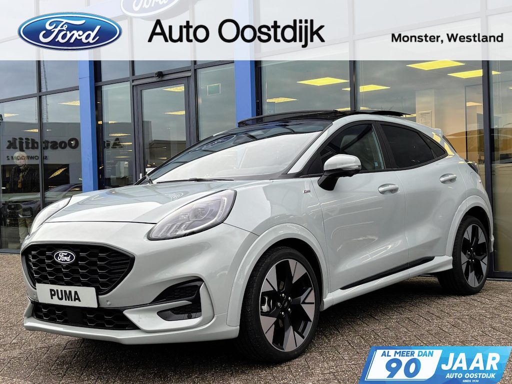 Ford Puma 1.0 EcoBoost Hybrid ST-Line 125PK Automaat Afn. Trekhaak Panodak Winterpack Adaptieve Cruise 360-Camera Blind-Spot Elek. Achterklep Keyless Privacy Glass *RIJK UITGERUST*