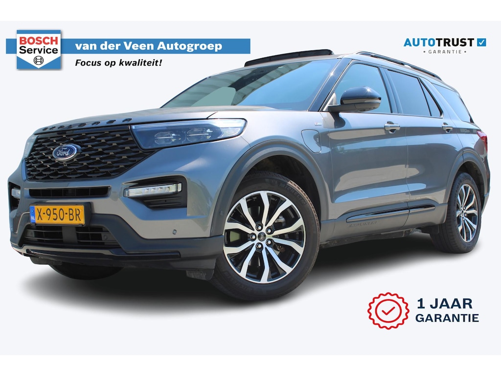 Ford Explorer 3.0 V6 EcoBoost PHEV ST-Line | Incl. 12 maanden garantie | 7-persoons | Trekhaak | Stoel/stuur verwarming | Stoelventilatie | Adaptieve cruise control | Climate control | Apple carplay/Android auto | Memory seat | Schuif/kantel dak |
