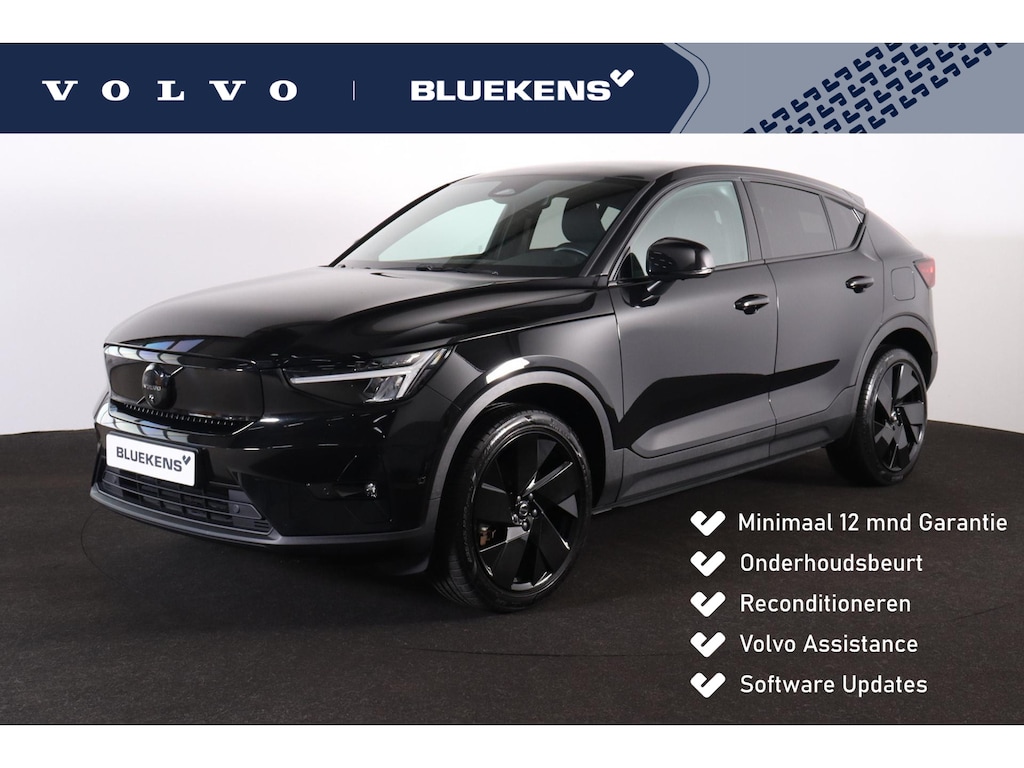 Volvo EC40 Extended Range Ultra Black Ed. 82 kWh - Panoramadak - IntelliSafe Assist & Surround - 360º Camera - Harman/Kardon audio - Verwarmde voorstoelen, stuur & achterbank - Parkeersensoren voor & achter - Elektr. bedienb. voorstoelen met geheugen links - Draadloze tel. lader - Warmtepomp - Extra getint glas - 20' LMV