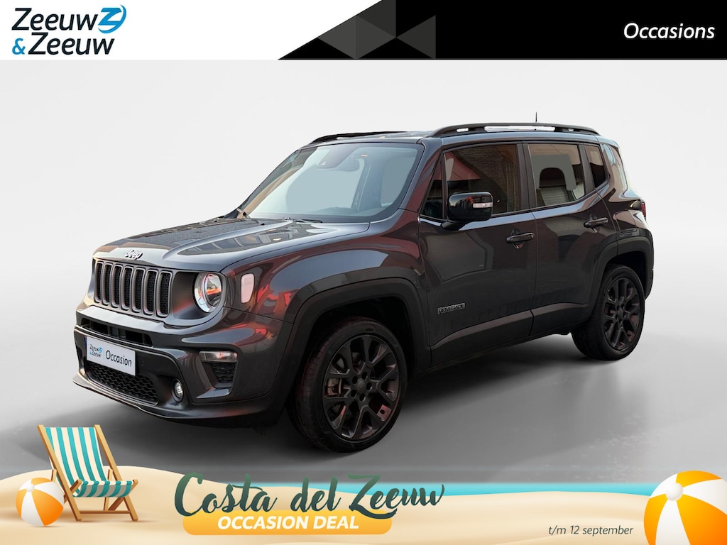 Jeep Renegade 1.5T e-Hybrid S 190PK AUTOMAAT | Black line| Lichtmetalen velgen| Parkeer sensoren V\A| Navigatie| Camera| Climate Control| 4WD drive| Leer| elec. stoel| Reservewiel|