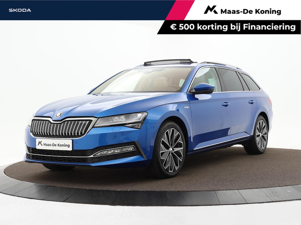 Skoda Superb Combi 1.4 TSI iV 218pk DSG Laurin & Klement · SOH 94,4% · Panoramadak · 360 Camera · Inklap. Trekhaak · Elek. Stoelen + Geheugen · Matrix LED ·