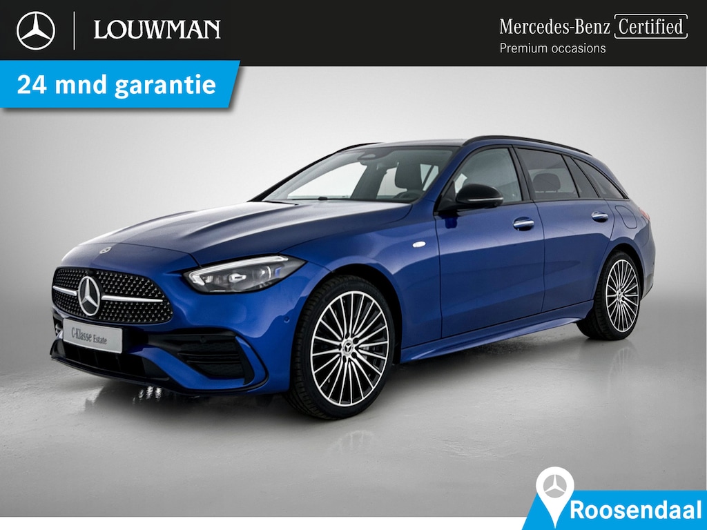 Mercedes-Benz C-klasse Estate 300 e Business Solution AMG Nightpakket | Trekhaak | Panoramadak | 360°-camera | Bumerster | Head-up display | Keyless Go | Inclusief 24 maanden Mercedes-Benz Certified garantie voor Europa.