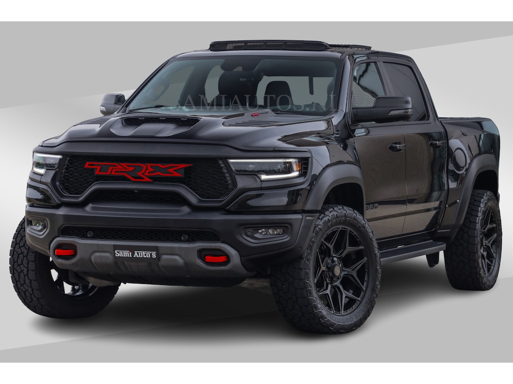 Dodge Ram TRX HELLCAT | 6.2 V8 712PK SUPERCHARGER | RODE STIKSELS | FULLY LOADED | CARBON | CREW CAB | DUBBELE CABINE | 5 PERSOONS | De specialist in Amerikaanse pick‑ups in Nederland en Europa.