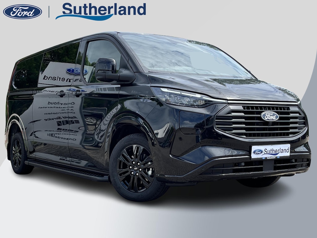 Ford Transit Custom 320 2.5 PHEV L2H1 Black Platinum DC 233pk | Dubbele cabine leder | DEMO | Full led | Dubbele zij-schuifdeur | Full options