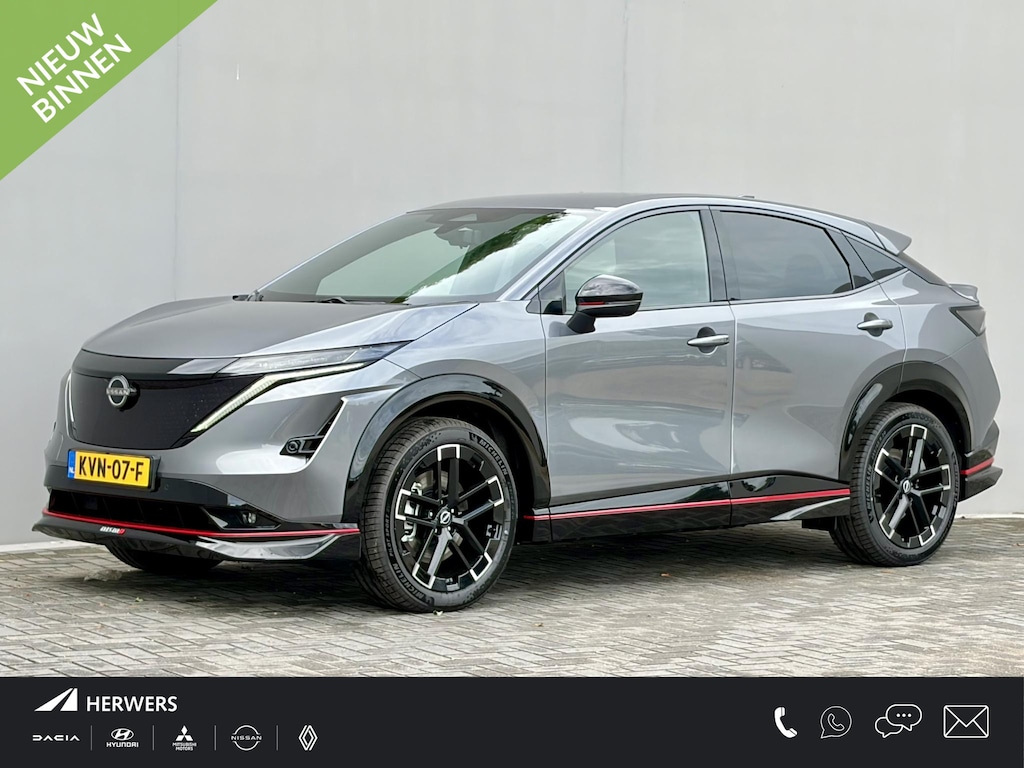 Nissan Ariya e-4ORCE Nismo 91 kWh / 435PK / 417KM WLTP / Alcantara Interieur / F1-Remlicht / Adaptieve Cruise Control / Verwarmde Voorstoelen / Elektr. Voorstoelen / 360 Camera / Elektr. Achterklep / Apple Carplay&Android Auto / Warmtepomp