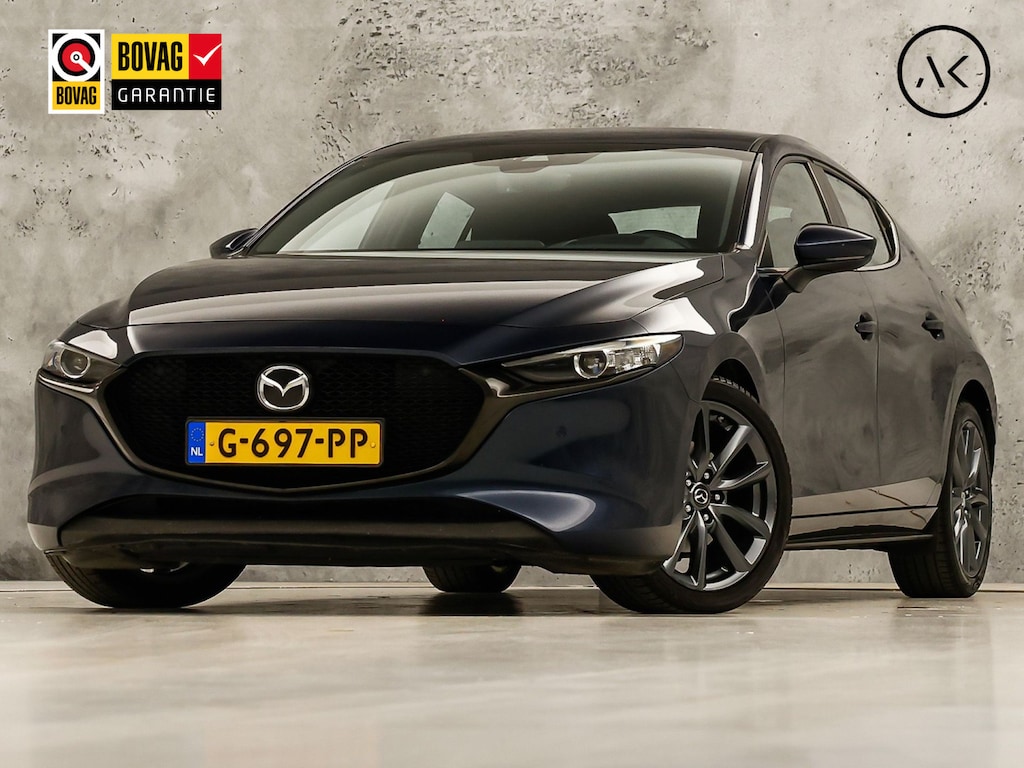 Mazda 3 2.0 e-SkyActiv-G M Hybrid 122 Automaat (GROOT NAVI, CLIMATE, STUUR/STOELVERWARMING, BOSE AUDIO, CAMERA, SPORTSTOELEN, ADAPTIVE CRUISE, HEAD-UP DISPLAY, NIEUWSTAAT)