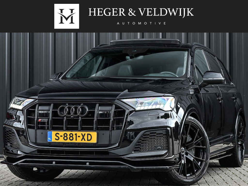 Audi Q7 4.0 TFSI SQ7 quattro Panoramadak | Keramische Remmen | Alcantara Hemel | Carbon Interieur | B&O | HUD | Luchtvering | Stoelverwarming V+A | Camera | Ambiance Interieur | Stuurverwarming | Achterasbesturing |
