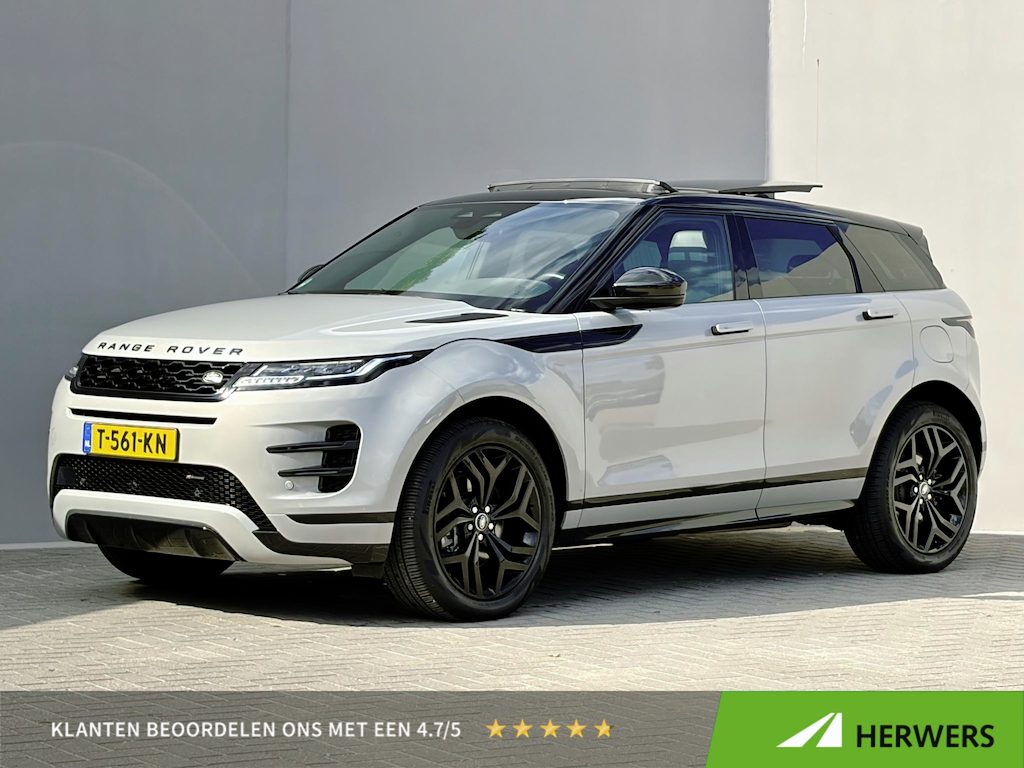 Land Rover Range Rover Evoque 1.5 P300e PHEV AWD R Dynamic / Origineel NL Auto / Dealer Onderhouden / Accu SoH 91,5 % / Elektrische trekhaak 1.600 kg / Leder / Panorama schuifdak / Navigatie / Apple Carplay Android / Stoelverwarming / Camera / 20" LM wielen & All Season banden /