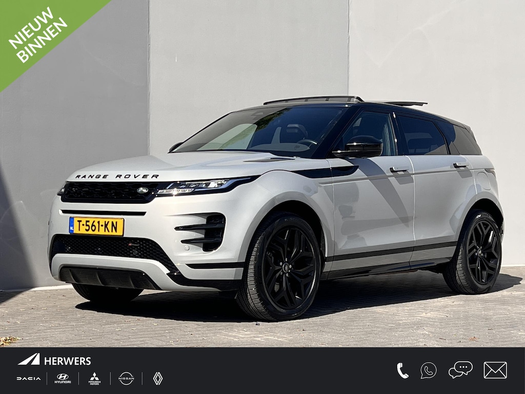 Land Rover Range Rover Evoque 1.5 P300e PHEV AWD R Dynamic / Origineel NL Auto / Dealer Onderhouden / Accu SoH 91,5 % / Elektrische trekhaak 1.600 kg / Leder / Panorama schuifdak / Navigatie / Apple Carplay Android / Stoelverwarming / Camera / 20" LM wielen & All Season banden /