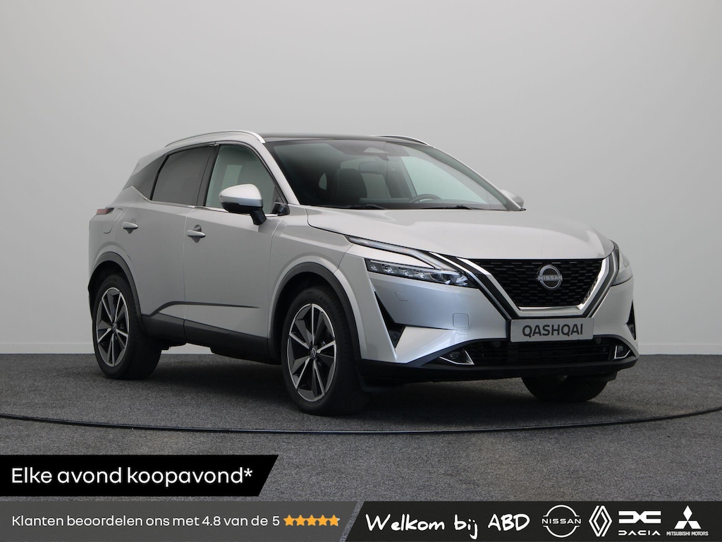 Nissan Qashqai 1.3 MHEV Xtronic Tekna Plus | Lederen bekleding | Elektrisch voorstoelen met geheugen | BOSE audio | Stoel, stuur en voorruitverwarming | Headup-display | Panoramadak |