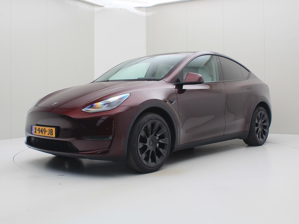Tesla Model Y Long Range AWD 75kWh 351pk 90.5% SoH [CHERRY RED+FSD+WIT LEDER+ AMD RYZEN+AUTOPILOT+20 INCH ]
