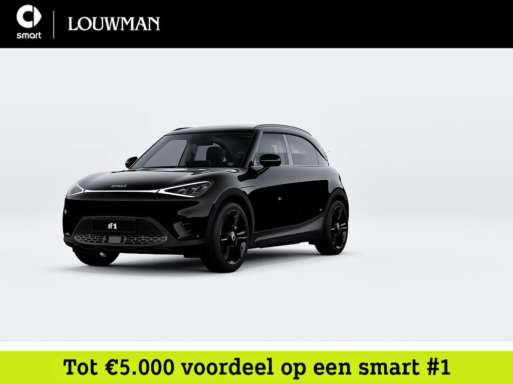 smart #1 Pro+ Black Collection 66 kWh | Memorypakket voorstoelen | Panoramadak | CyberSparksLED | 360°-camera | Adapt. cruise control | Verwarmd stuurwiel | Keyless entry |