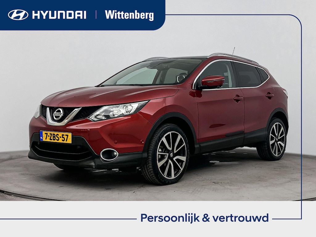 Nissan Qashqai 1.6 dCi TEKNA 4WD <| UNIEK! | TREKHAAK | CLIMA | CRUISE | 360 CAMERA | NAVI | 19'' LM VELGEN | PRIVACY GLASS | LEDER | PANORAMADAK | TREKGEWICHT 1800 KG! |