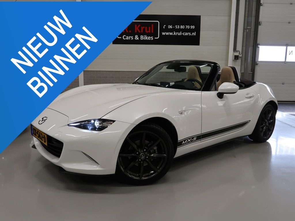 Mazda MX-5 1.5 SkyActiv-G 132 Chairo Bose Camera NL-auto Navigatie Sportuitlaat Leer Stoelverwarming NAP Boekjes aanwezig Lage km.stand