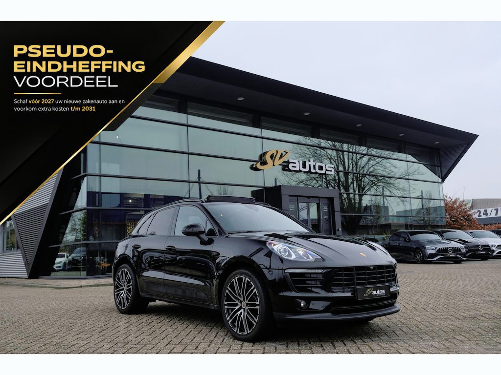 Porsche Macan 2.0 T 252pk Panoramadak Luchtvering Sport chrono 18-weg Sportstoelen Trekhaak elektrisch 21" LMV