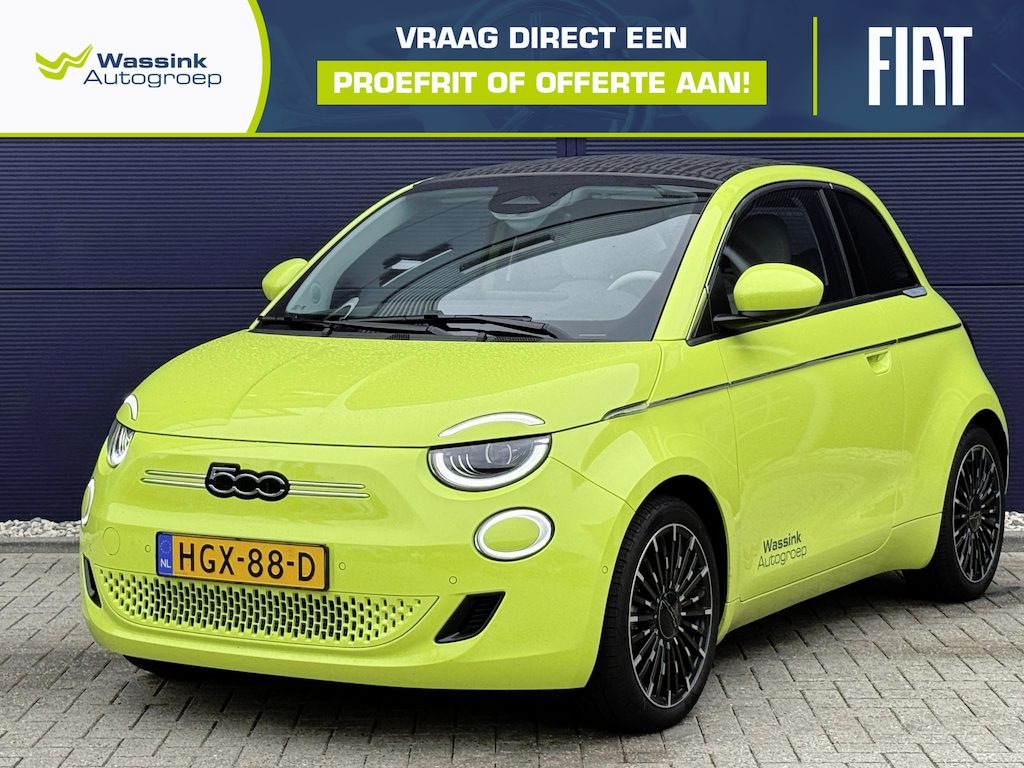 Fiat 500C La Prima Cabrio 42kWh I Navigatie I Adaptive Cruise Control I Camera I Parkeersensoren Voor en Achter I Lichtmetalen Velgen 17 Inch | JBL |