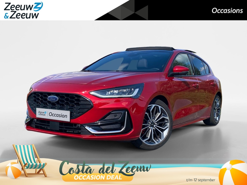 Ford Focus 1.0 EcoBoost Hybrid ST Line Vignale automaat 155PK | NL-Auto | Dealer onderhouden | Driver assistancepack | Winterpack | Panoramadak | 18" Lichtmetaal | Adaptive cruisecontrol | Dodehoekdetectie | Leer bekleed |