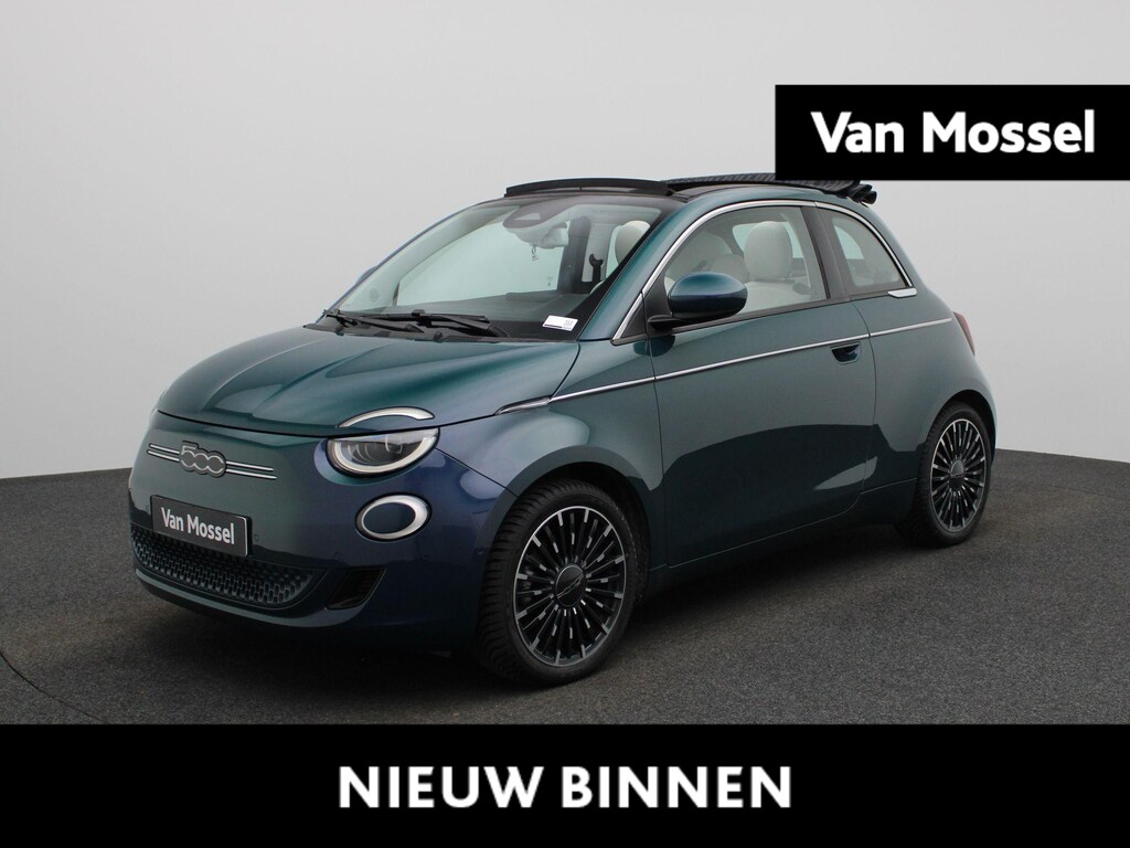 Fiat 500C 500e 42 kWh La Prima | WORDT VERWACHT | APPLE CARPLAY | ANDROID AUTO | ACHTERUITRIJCAMERA | STOELVERWARMING | NAVIGATIE | CRUISE CONTROL | CLIMATE CONTROL | LEDER | LED VERLICHTING | LICHTMETALEN VELGEN |