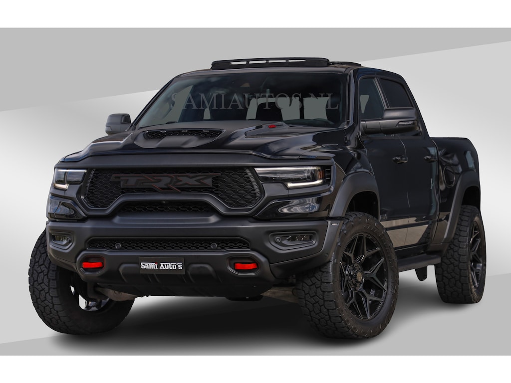Dodge Ram TRX HELLCAT | 6.2 V8 712PK SUPERCHARGER | RODE STIKSELS | FULLY LOADED | CARBON | CREW CAB | DUBBELE CABINE | 5 PERSOONS | De specialist in Amerikaanse pick‑ups in Nederland en Europa.