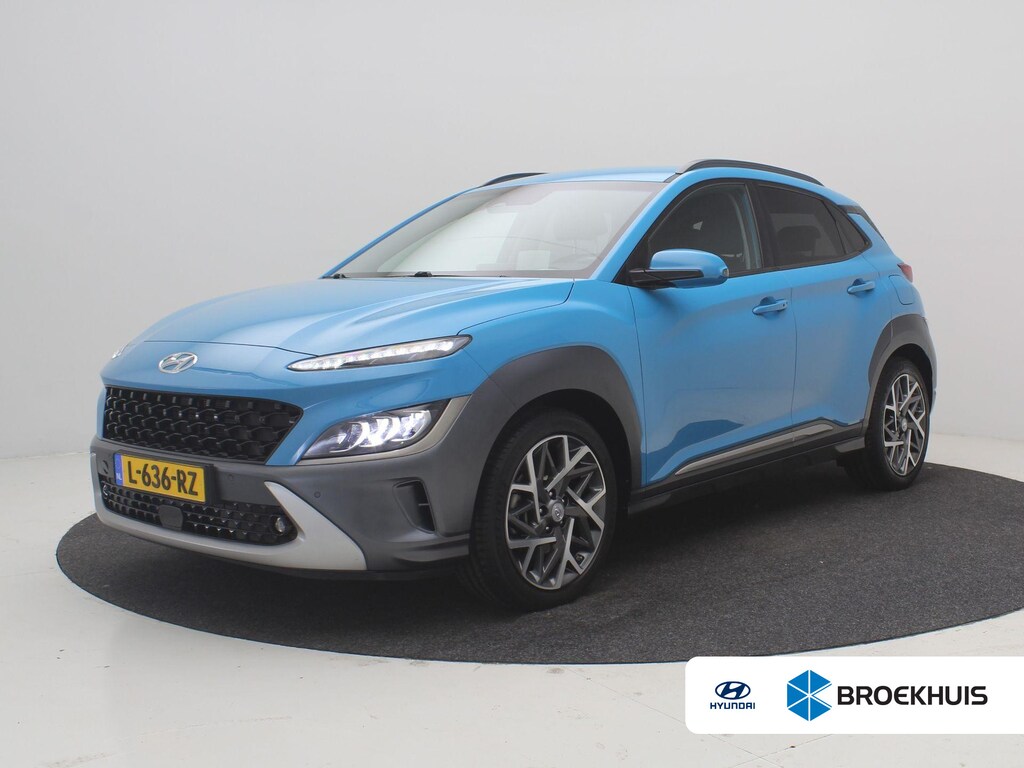 Hyundai Kona 1.6 GDI HEV Premium/ Trekhaak / Lederen bekleding / 1ste Eigenaar / Dealer onderhouden / Adaptieve Cruise Control / | Achteruitrijcamera | Apple Carplay/Android Auto|telefoonintegratie premium | Grootlichtassistent
