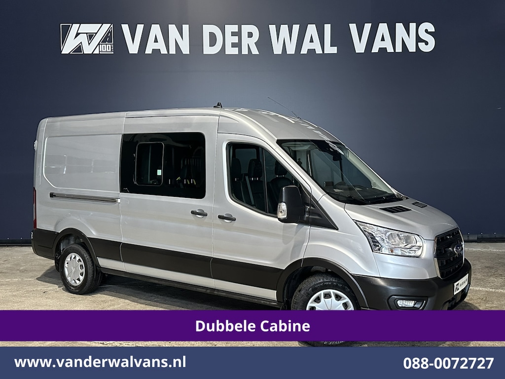 Ford Transit 2.0 TDCI 131pk L3H2 Dubbele Cabine Euro6 Airco | 7-Zits | Camera | Navigatie | 2500kg Trekhaak | Apple Carplay Cruisecontrol, Android Auto, Verwarmde Voorruit, Parkeersensoren, Bijrijdersbank, Leder