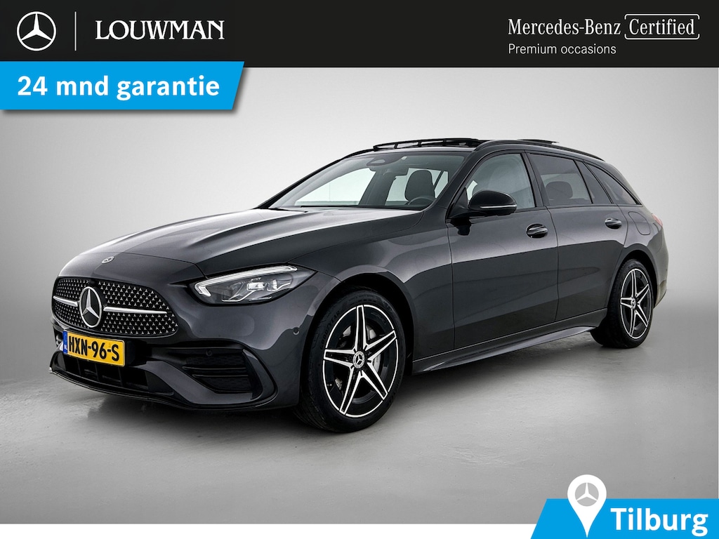 Mercedes-Benz C-klasse Estate 300 e AMG Line | AMG-LIne In en exterieru | Sfeefverlichting | Stoe verwarming + Koeling | Trekhaak | Pano- Schuif kanteldak | Inclusief 24 maanden Mercedes-Benz Certified garantie voor Europa.