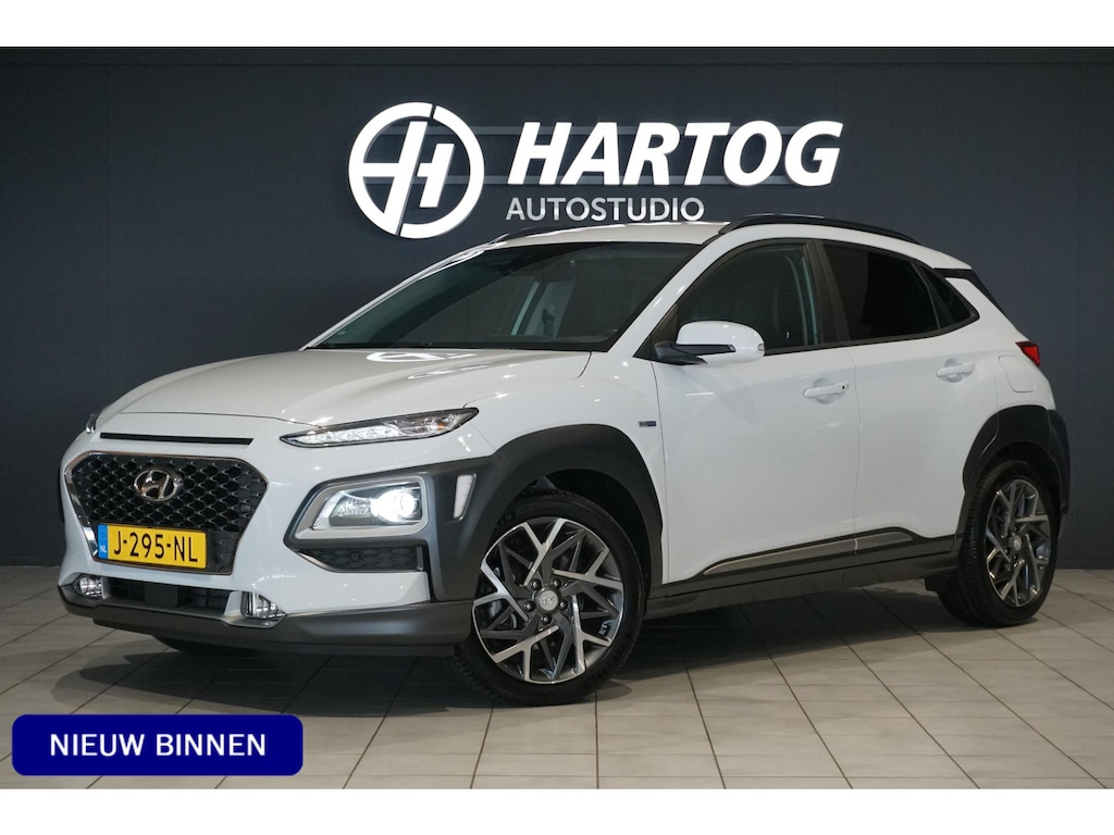 Hyundai Kona 1.6 GDI HEV Premium * DEALDER ONDERHOUDEN * + KEYLESS / LEDER / STOELVENTILATIE / CAMERA / HUD