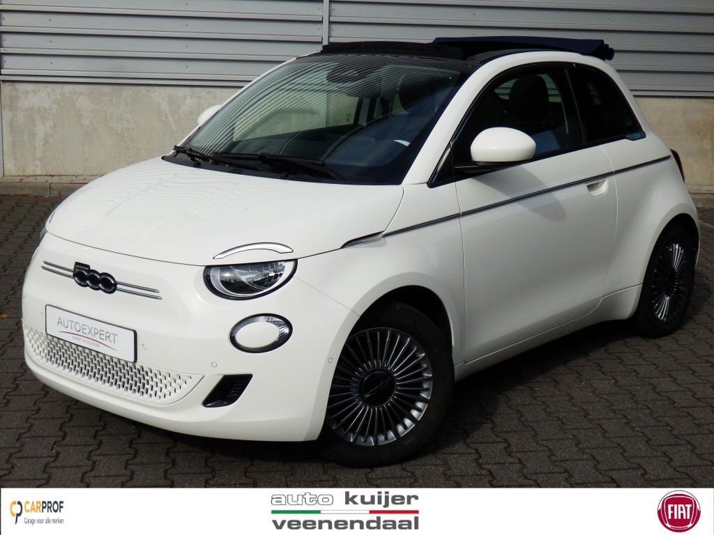 Fiat 500C Icon 42 kWh | Cabrio blauwe kap | Camera | Chroompakket | SOH 96 % I