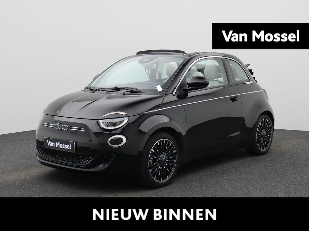 Fiat 500e Cabrio 42 kWh La Prima | ACHTERUITRIJCAMERA | STOELVERWARMING | APPLE CARPLAY - ANDROID AUTO | LEDEREN BEKLEDING | CLIMATE CONTROL |